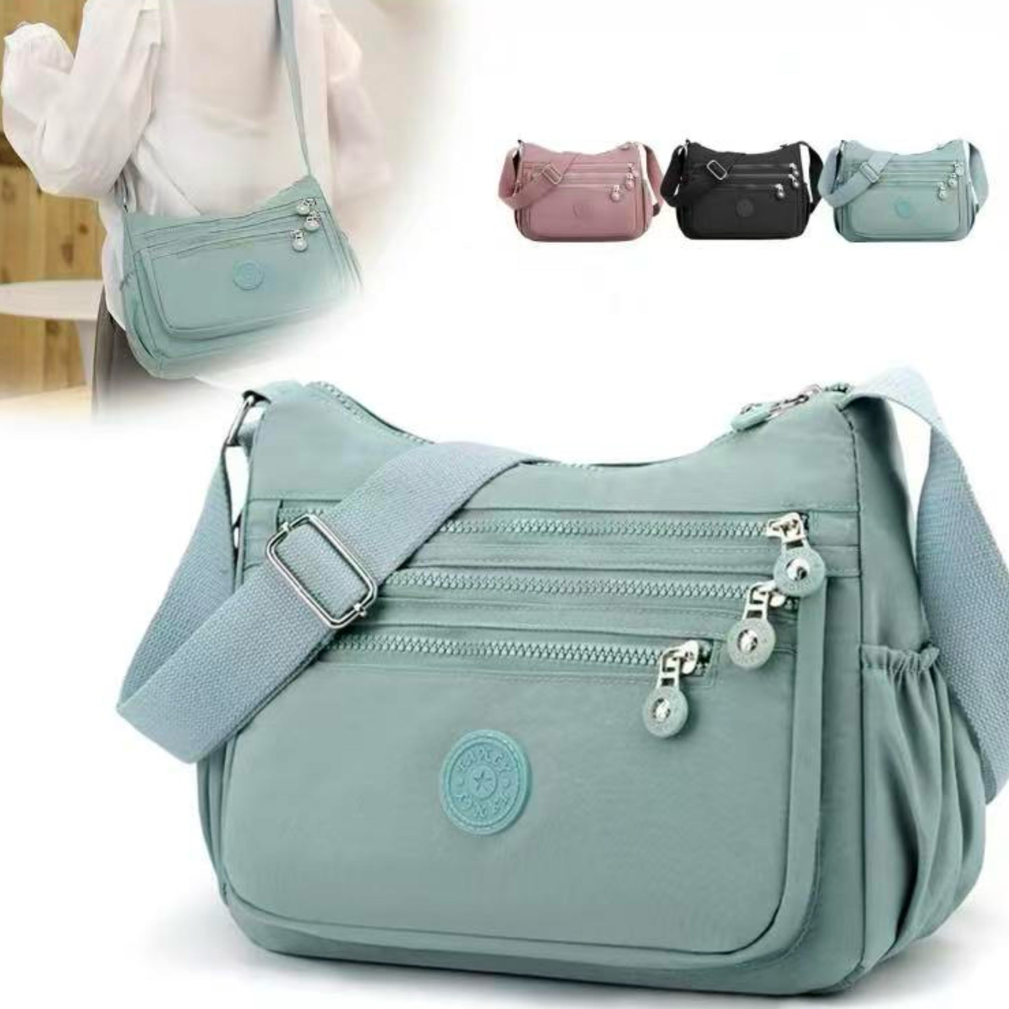 Nylon Fabric Crossbody Bag Anti-Theft Women’s Shoulder Bag Multi-Layer Pocket Wallet