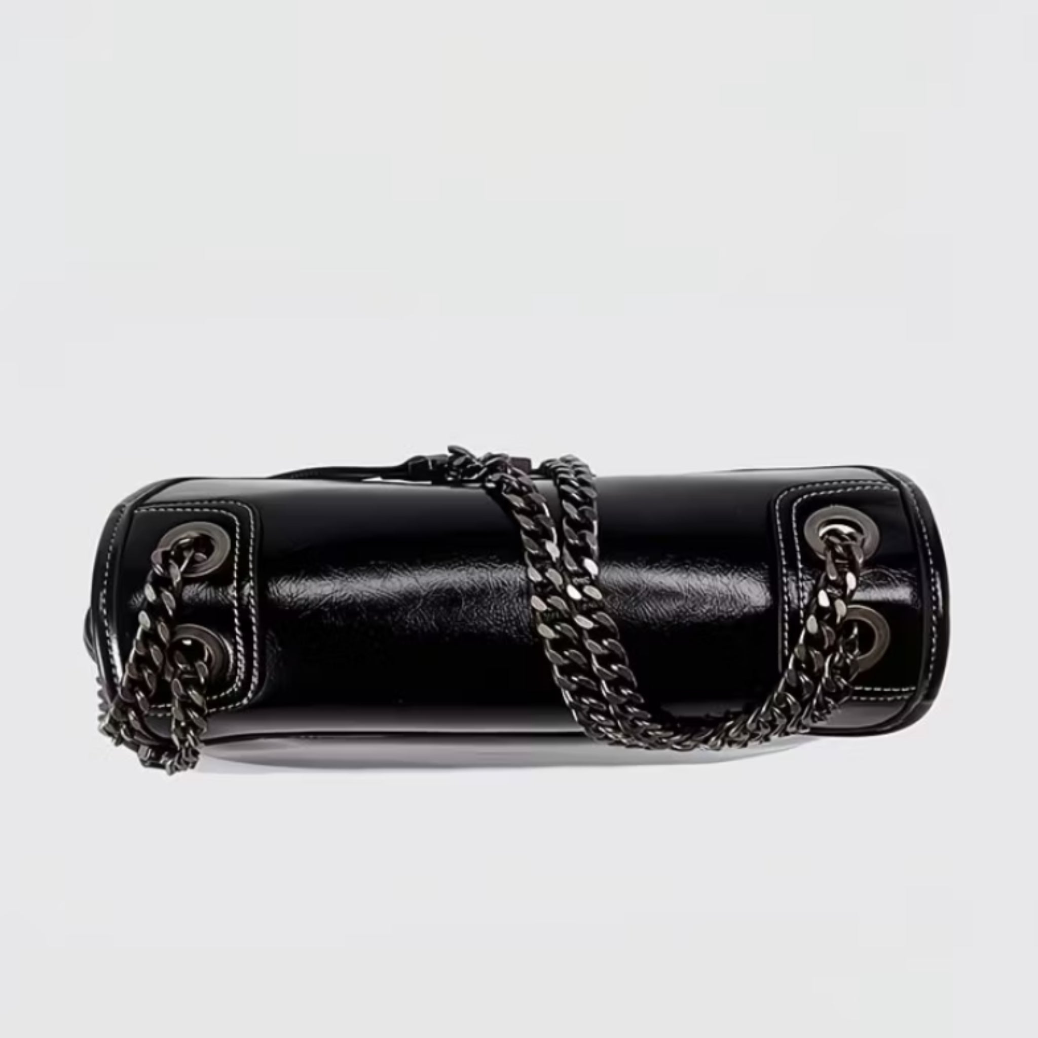 Women’s Vintage Leather Messenger Bag with Metal Chain | Large Capacity Crossbody