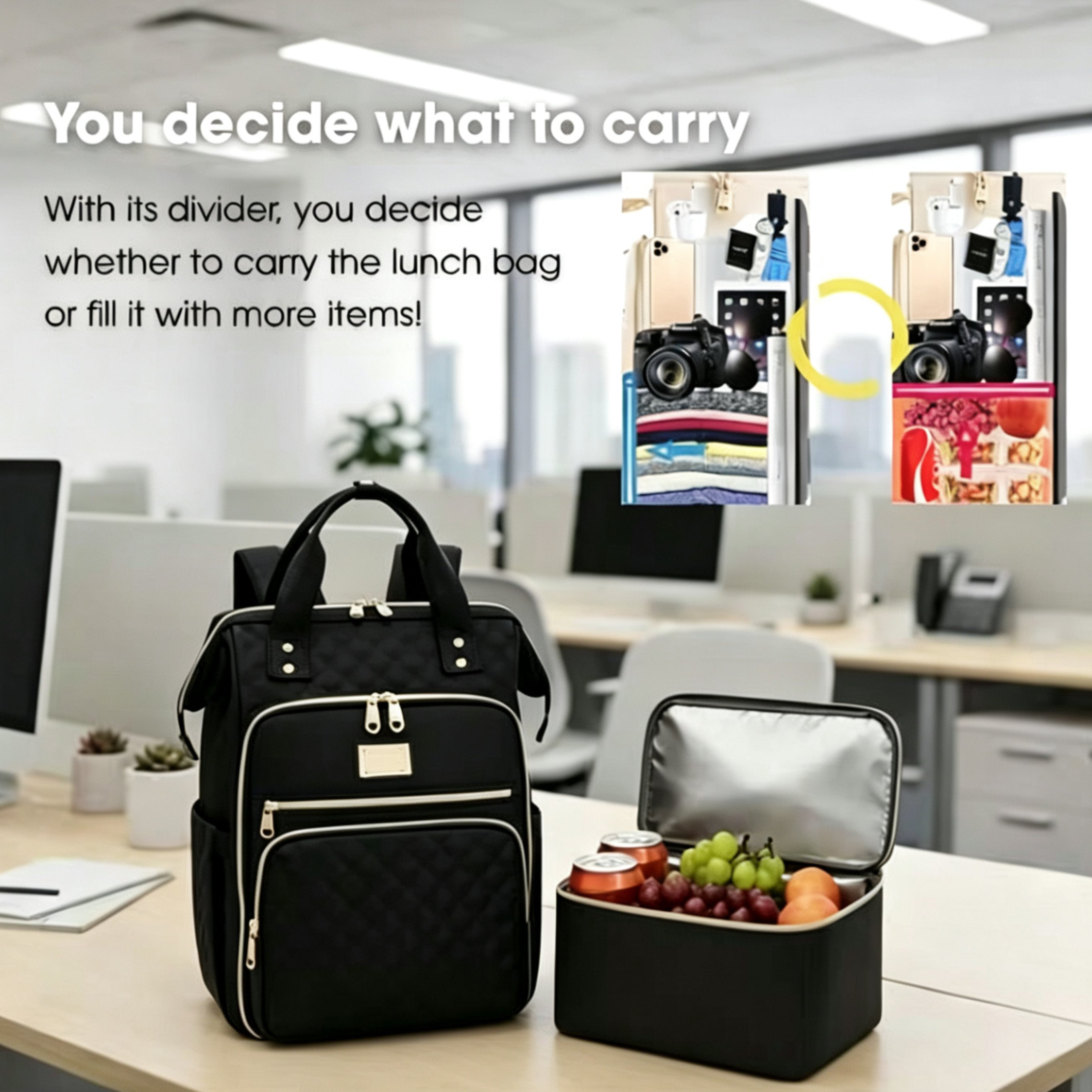 Women’s Work Backpack with Insulated Lunch Compartment – Waterproof Laptop Travel Bag