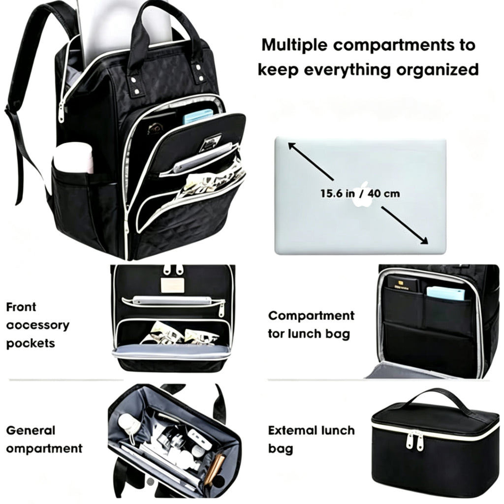 Women’s Work Backpack with Insulated Lunch Compartment – Waterproof Laptop Travel Bag