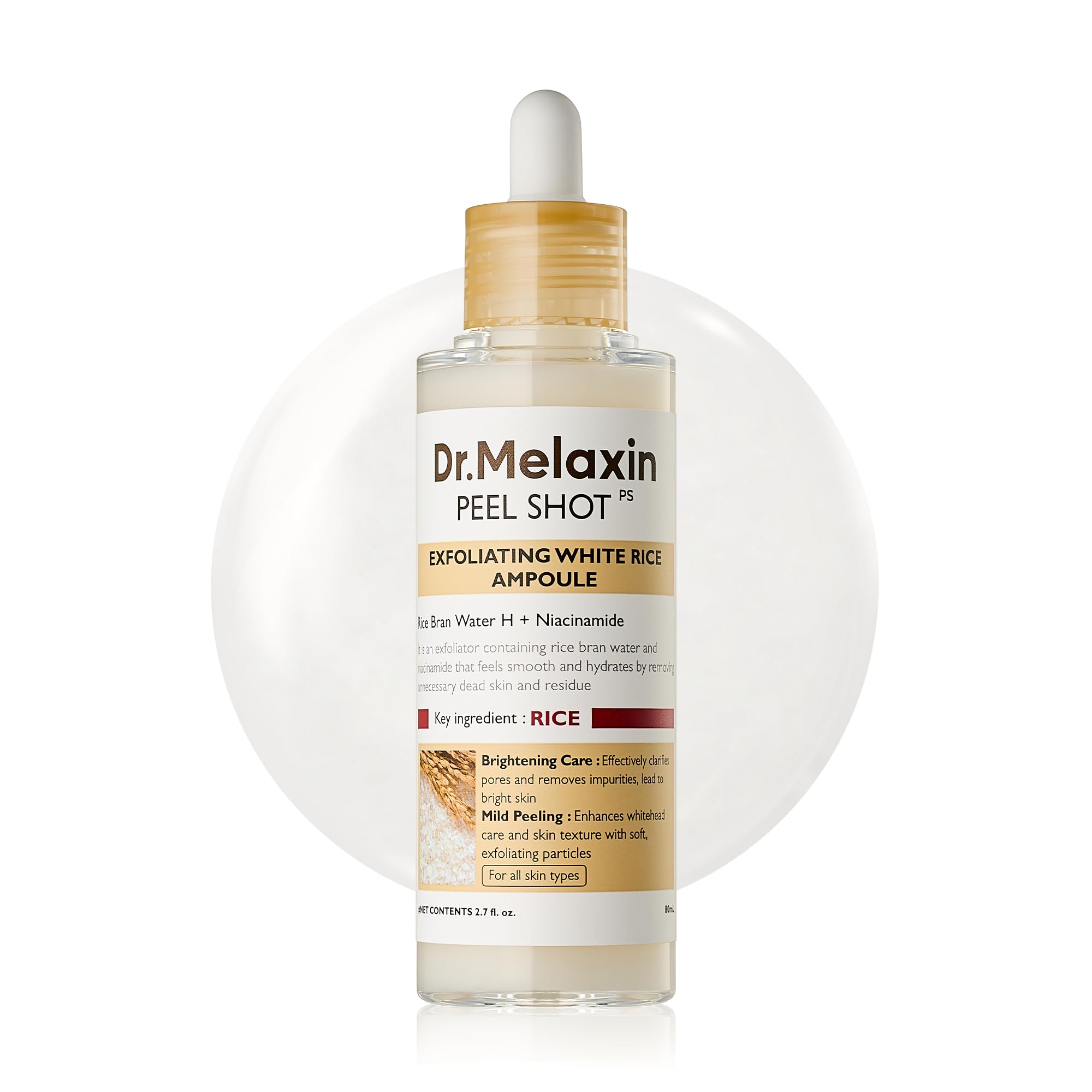 Dr. Melaxin Peel Shot Glow White Rice Peeling Ampoule - Exfoliating & Radiance (80ml)