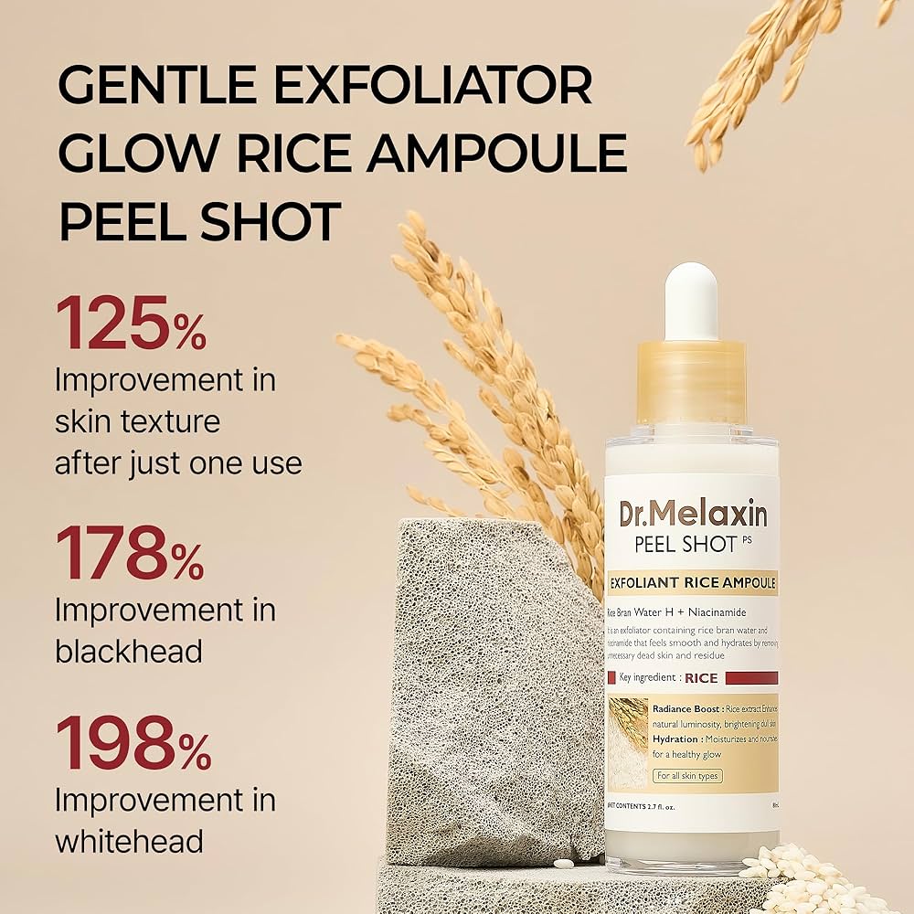 Dr. Melaxin Peel Shot Glow White Rice Peeling Ampoule - Exfoliating & Radiance (80ml)